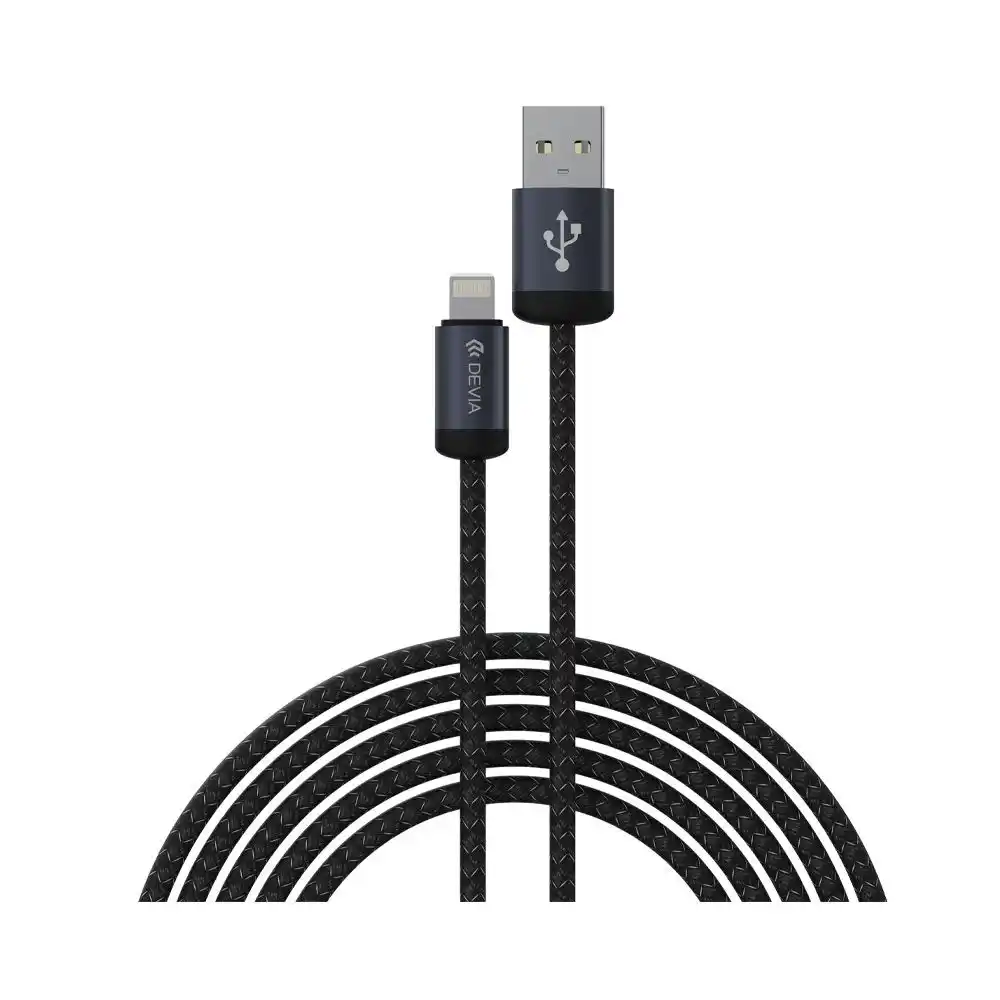 ديفيا Gracious Series كابل من USB-A الي لايتنج 2.4 أمبير طوله 2 متر - أسود