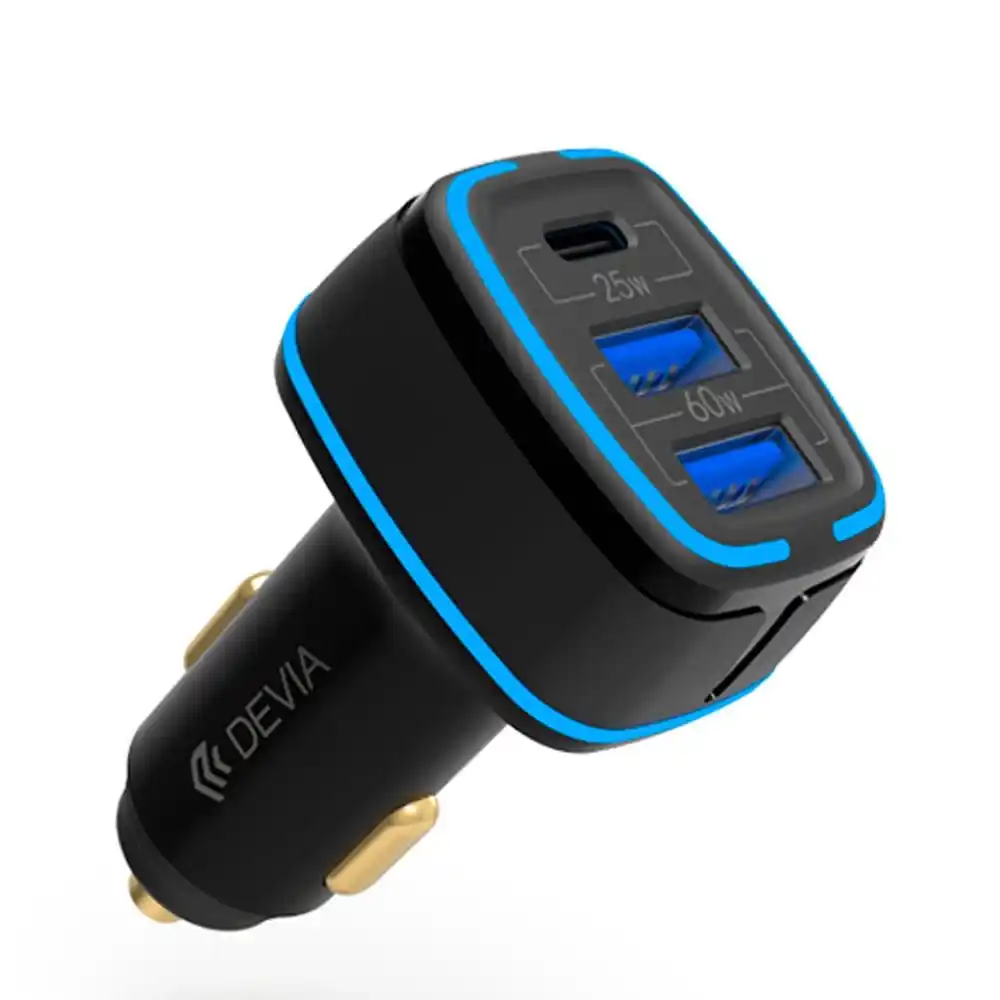 ديفيا شاحن سياره مزدوج USB & Type-C سرعه مضاعفه 85 وات - أسود