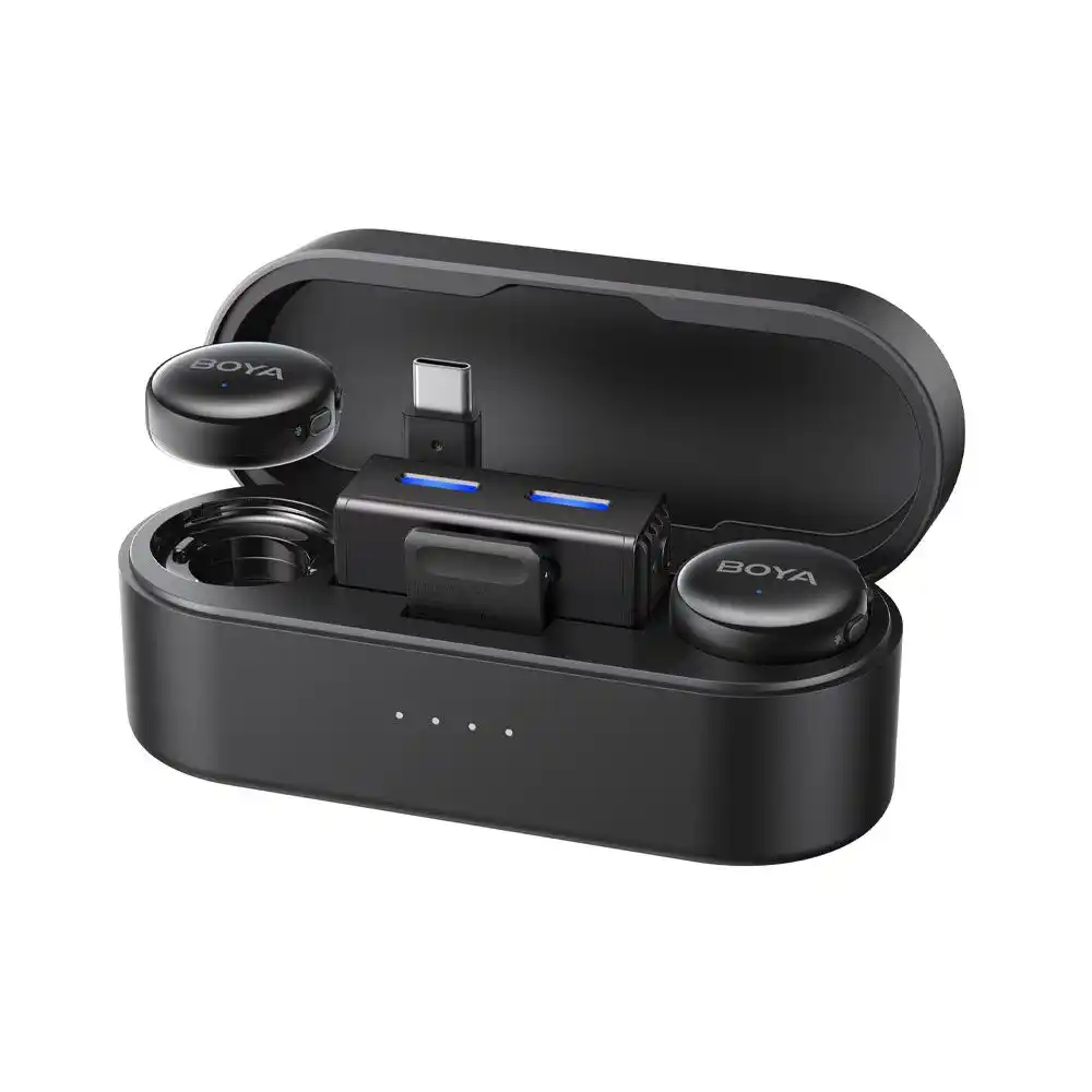 Boya ميكروفون Link 3 لاسلكي كومبو لأجهزة الاندرويد و الكاميرا -  - USB-C - 3.5 - أسود