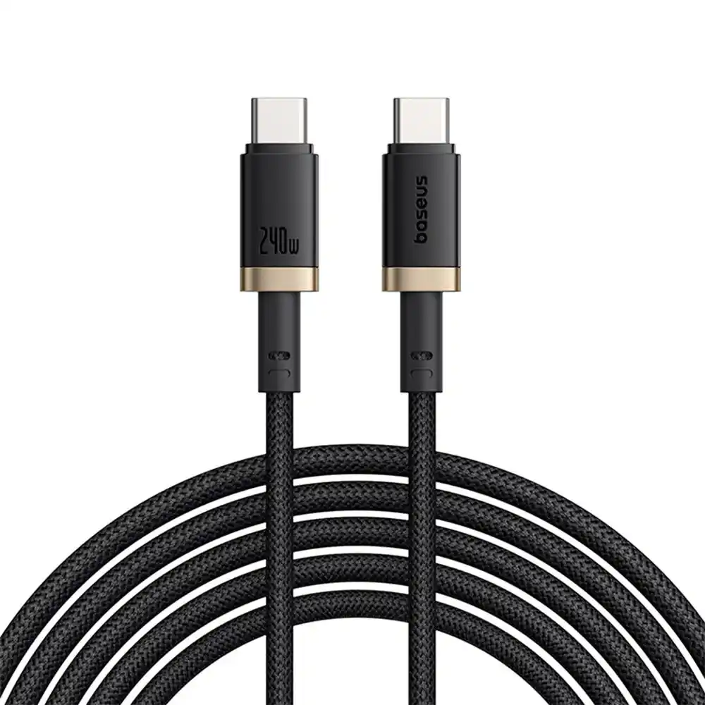 بيسوس كابل من Type-C الى Type-C شحن سريع 1 متر 240 وات - ذهبي*أسود