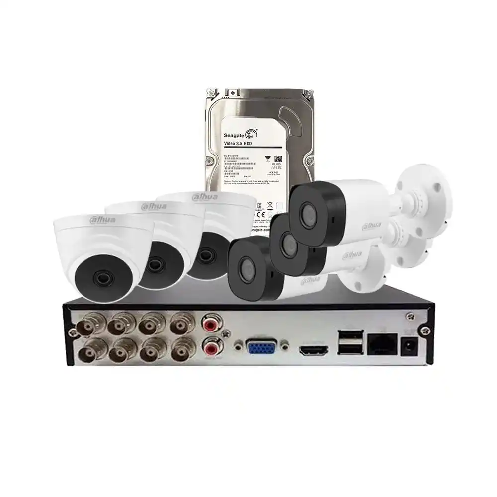 داهوا CCTV Kit 8CH XVR نظام كاميرات مراقبة 6 كاميرات 3 داخليه + 3 خارجية 2 ميجا بكسل FHD + هارد 1 تيرا بايت HDD