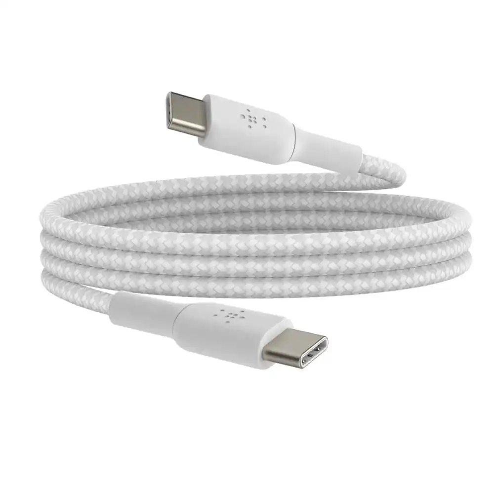بيلكين كابل Boost Charge Flex برو مضفر USB-C الى USB-C طوله 1 متر - أبيض