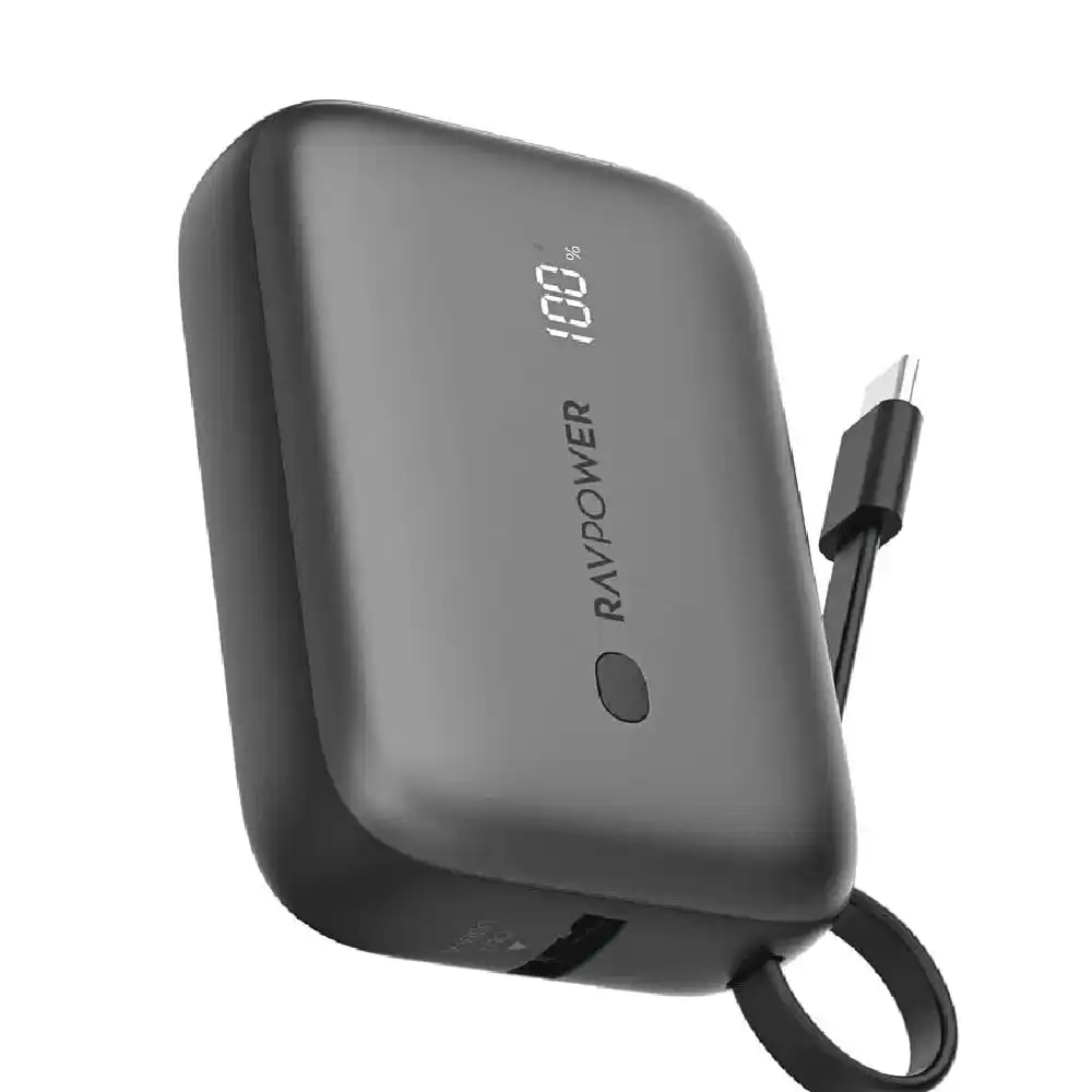 ريف باور باور بانك  بقوة 10000 مللي أمبير 20 وات بيلد أن USB-C Cable - أسود