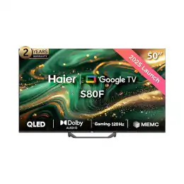 شاشة هاير 50 بوصة QLED سمارت 60 هرتز 4K ريسيفر داخلي  - H50S80FUX