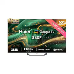 شاشة هاير 65 بوصة QLED سمارت 60 هرتز 4K ريسيفر داخلي  - H65S80FUX