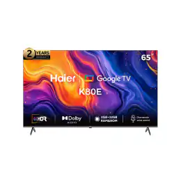 شاشة هاير 65 بوصة سمارت 60 هرتز 4K ريسيفر داخلي  - H65K80EU