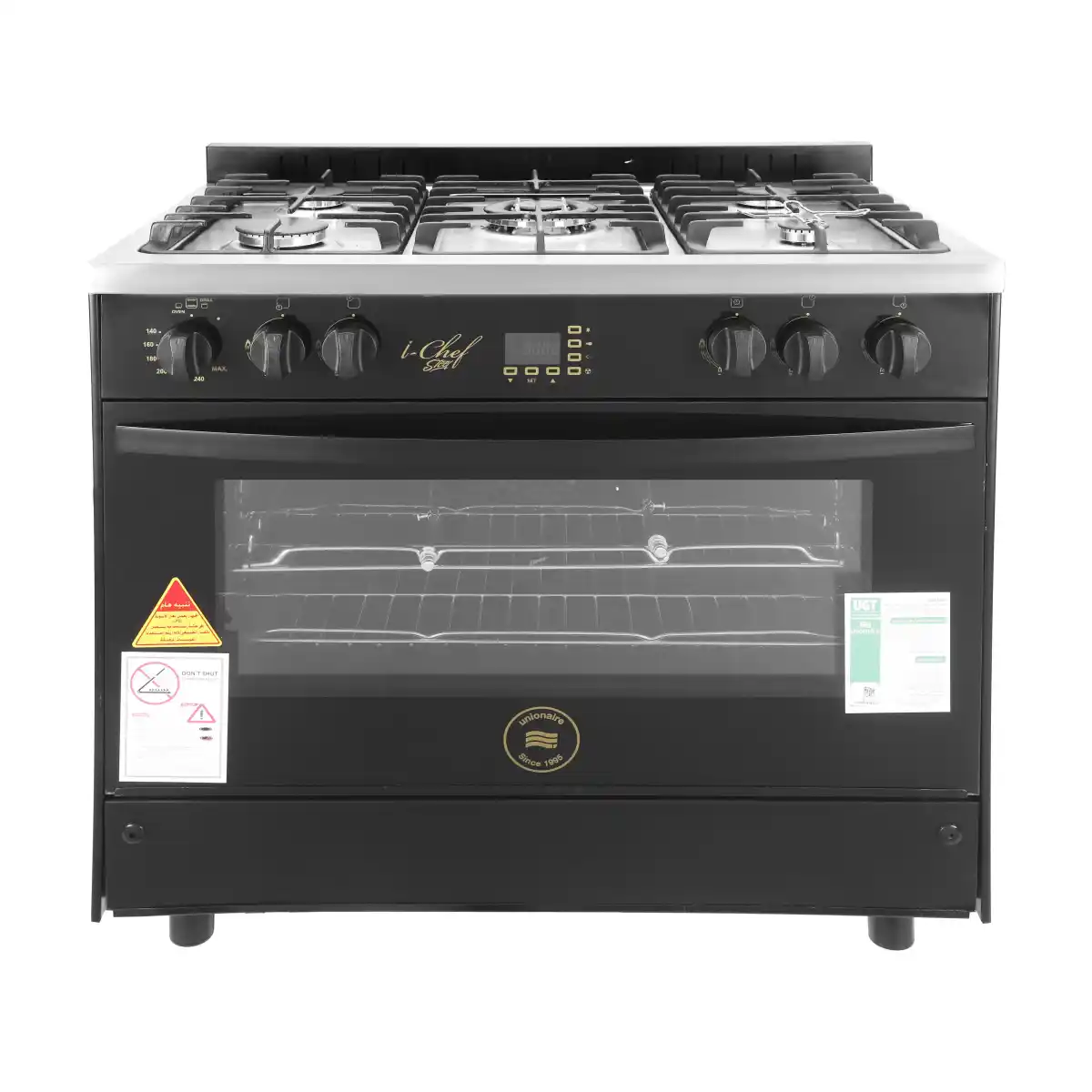 بوتجاز يونيون اير، 5 شعلة، 90×60 سم، c69sb 1gc 511 ifts 2w tp al - فضي اسود