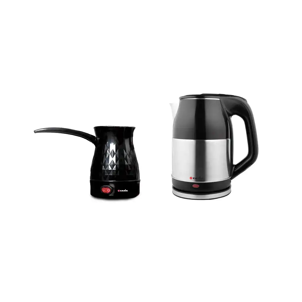 غلاية كهرباء زادا، 1500 وات، 2.5 لتر، ZKT-250SS مع صانعة قهوة زادا، 350 وات، 500 مل، ZCP-700 - متعدد الألوان