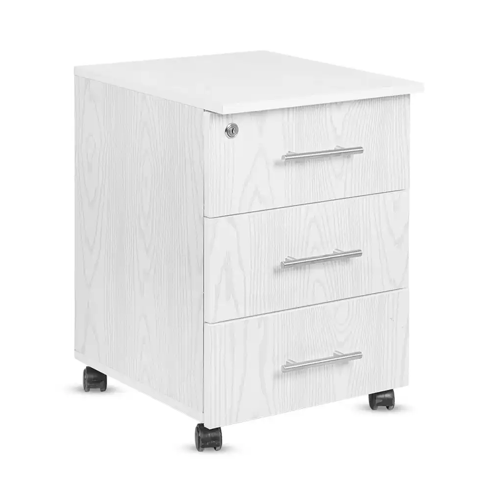 وحدة ادارج مكتب بالعجل ام دي اف، 40×45×58 سم، 3 درج - ابيض