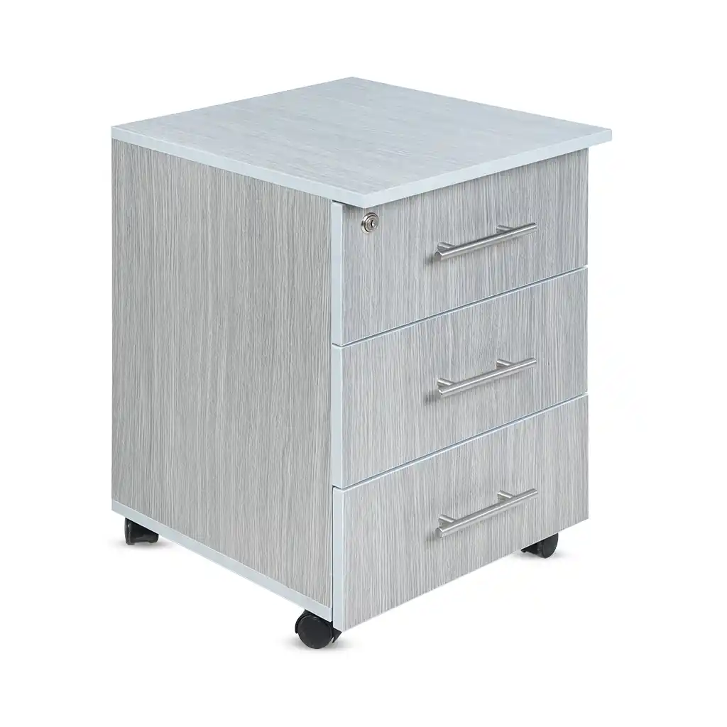 وحدة ادارج مكتب بالعجل ام دي اف، 40×45×58 سم، 3 درج - رمادي