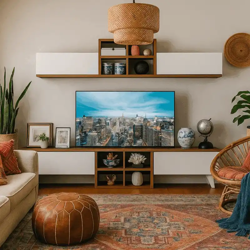 وحدة تليفزيون خشب صناعي، 180×35×170 سم - بيج أوف وايت