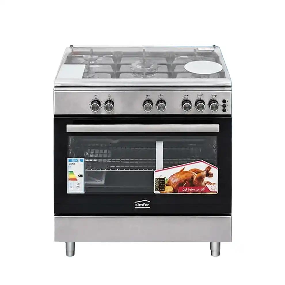بوتجاز سيمفر، 90 سم، 5 شعلة، FS9060SGM-01 - اسود فضي