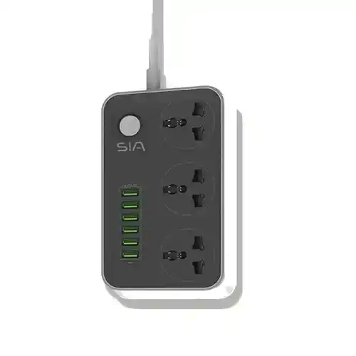 سيا مشترك كهرباء - مع 6 منافذ USB-A - مع 3 مقبس طاقة | SI-PS001G - ضمان محلي
