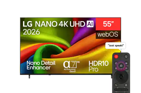 شاشه إل جي سمارت 55 بوصة NanoCell بدقة 4K UHD مع ريسيفر داخلي مدمج - 55NU840B6LA