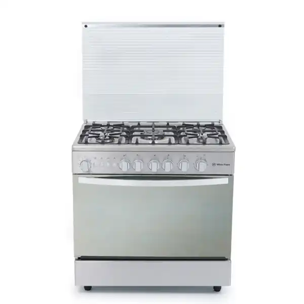 بوتاجاز وايت بوينت 80*60 5 شعلة أمان كامل غاز استانلس وباب فرن مراية WPGC8060XFSAN