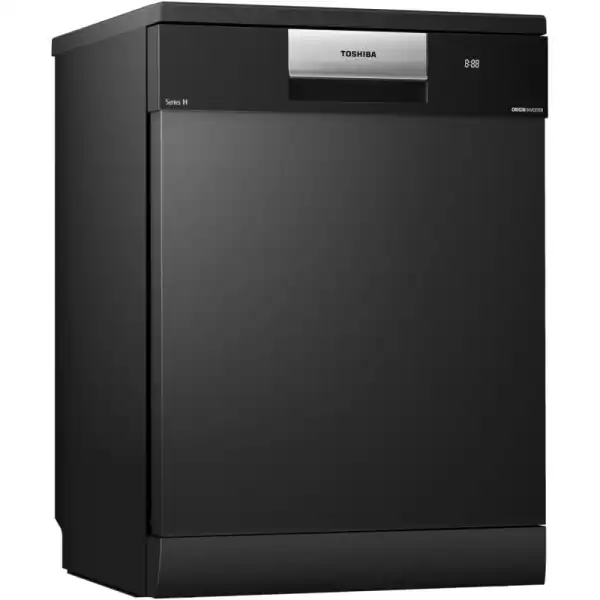 توشيبا غسالة اطباق DW-15F6AF(G)-EG، عاكس مزدوج، بخاخ غسيل متقاطع 720، اشعة فوق بنفسجية، LED، تربو بلس، تجفيف تلقائي، واي فاي، 3 رفوف، 15 مجموعة مكان، اسود