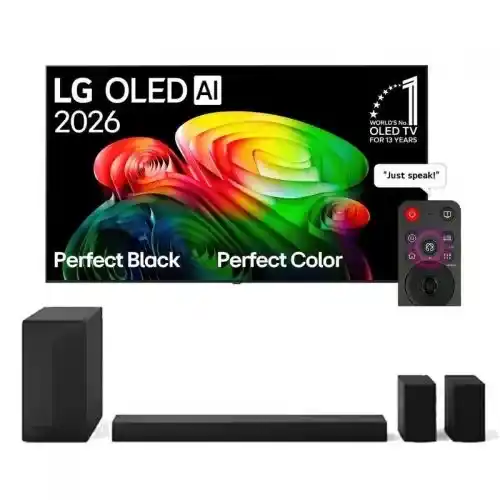 إل جي شاشة 55 بوصة OLED AI B6 فور كيه سمارت و ساوند بار مع سماعتين خلفيتين OLED55B66LA-S65TR