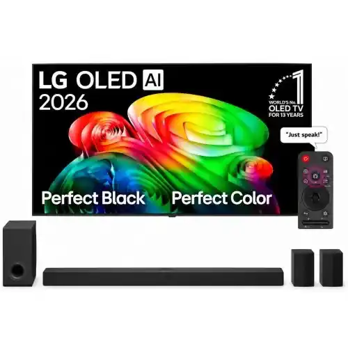 إل جي شاشة 77 OLED AI B6 4K 144 Hz سمارت AI و ساوند بار مع دولبي اتموس ومكبرات صوت خلفية OLED77B66LA-S80TR