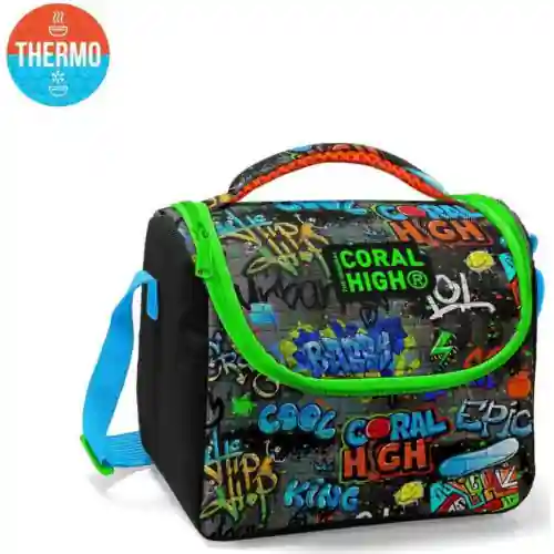 كورال هاي حقيبة غداء حرارية للأطفال أسود وأزرق بنقشة جرافيتي CORAL HIGH-8692182118288