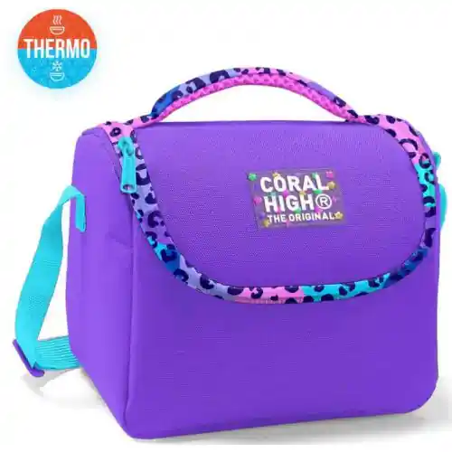 كورال هاي حقيبة غداء حرارية للأطفال بنقشة جلد الفهد 5 لتر باللون أرجواني CORAL HIGH-8692182117724