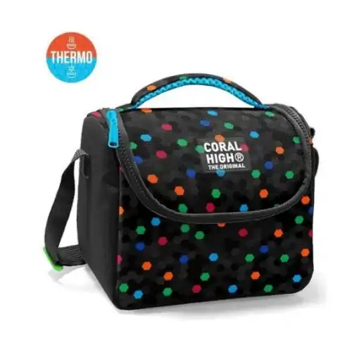 كورال هاي حقيبة غداء حرارية للأطفال بنقشة قرص العسل باللون اسود CORAL-HIGH-8692182371102