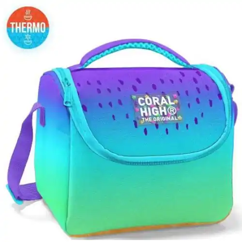 كورال هاي حقيبة غداء حراريه للأطفال بنقشة تدرج الالوان بسوسته 5 لتر باللون بنفسجي وردي CORAL HIGH-8692182117779