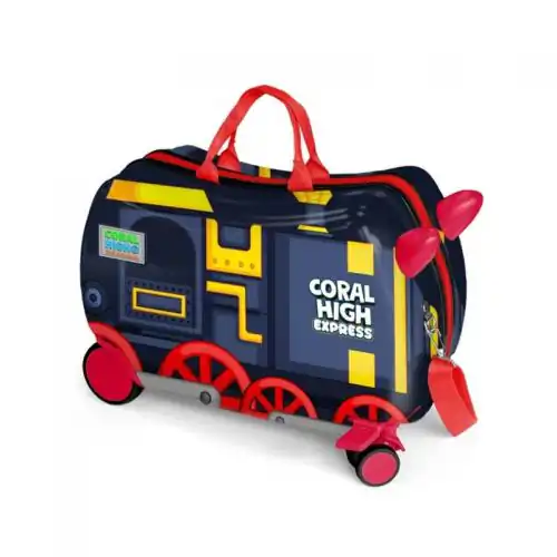 كورال هاي حقيبة سفر صغيرة الحجم مزينة بنقشة القطار مصممة للجلوس عليها وسحبها CORAL-HIGH-8692182163660