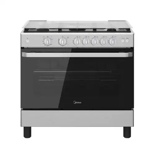ميديا بوتاجاز غاز 5 شعلة 90*60 أمان كامل استانلس ستيل فضي MFO-MG36LE(SS)-VT