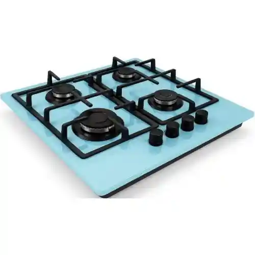 بيكسل مسطح غاز بلت إن 60 سم زجاج أزرق سماوي 4 شعلة أمان كامل وإشعال ذاتي ESF 4 Avx G Baby Blue