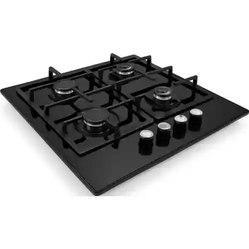 بيكسل مسطح غاز بلت إن 60 سم زجاج أسود 4 شعلة أمان كامل وإشعال ذاتي ESF 4 Avx G BLACK
