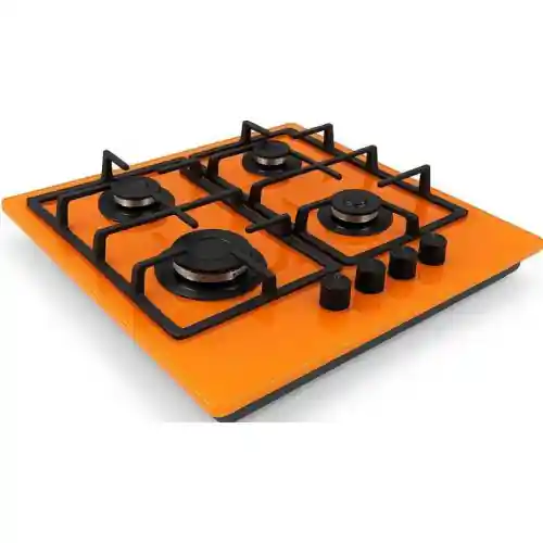 بيكسل مسطح غاز بلت إن 60 سم زجاج برتقالي حيوي 4 شعلة أمان كامل وإشعال ذاتي ESF 4 Avx G Orange