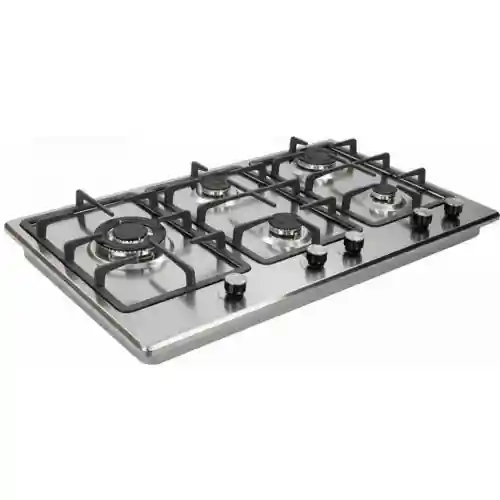 بيكسل مسطح غاز بلت إن 90 سم استانلس ستيل 5 شعلة أمان كامل وإشعال ذاتي ESF 6 Avx Stainless Steel Surface