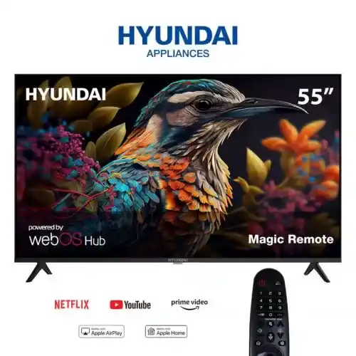 هيونداي شاشة 55 بوصة إل إي دي UHD 4K بدون فريم سمارت ماجيك ريموت WebOS L55HYNDA650