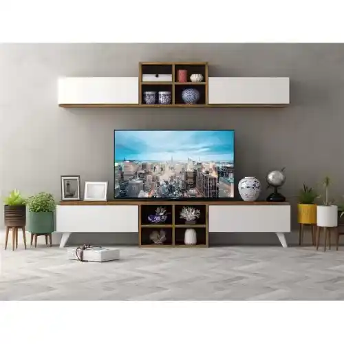 دوماني وحدة تليفزيون 180*40*50 سم مزودة ب4 أرجل بي في سي و 2 ضلفة قلاب T082