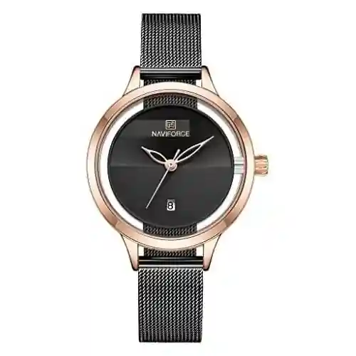 نافي فورس ساعة يد للنساء استانلس ستيل أسود N5014 RG-B