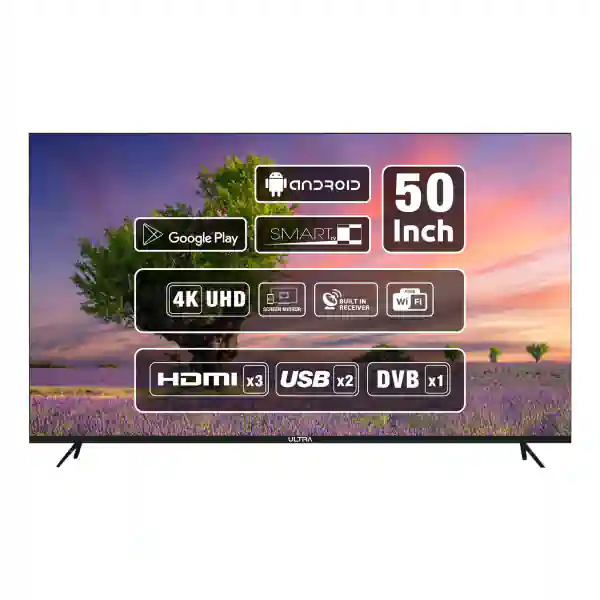 شاشة تلفزيون الترا 50 بوصة سمارت ليد بدون إطار 4K - بريسيفر داخلي - UT50SEL2