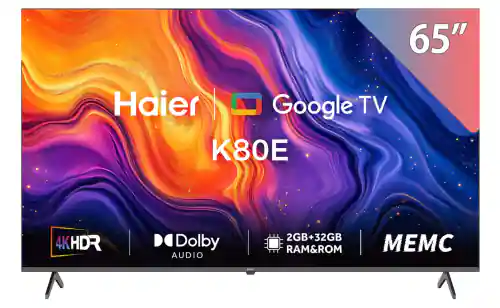 تليفزيون هاير 65 بوصة 4K فائق الدقة سمارت بريسيفر مدمج - H65K80EU