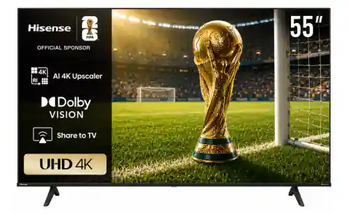 تليفزيون هايسنس 55 بوصة 4K فائق الدقة سمارت بريسيفر مدمج - 55A6N