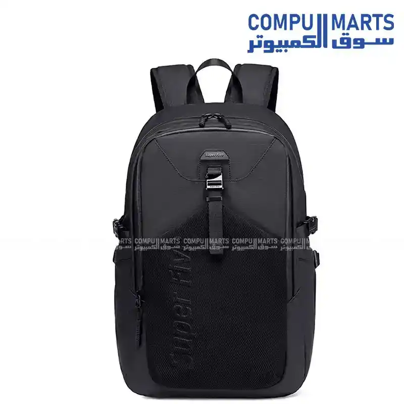 Chantria FB00701 Super Five Backpack for Men 25L Travel Casual Laptop Bag with 15.6-Inch Laptop Pocket Water-Resistant Multi-Pocket Large Capacity Black