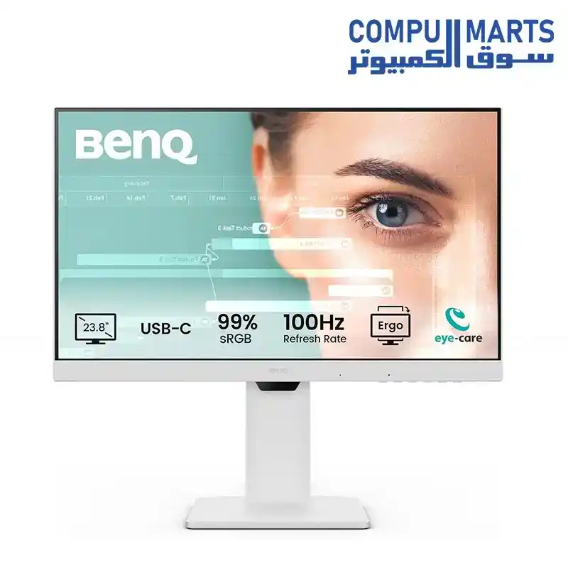 BenQ GW2486TC 24" FHD IPS Monitor - 100Hz, USB-C 65W PD, Built-in Mic/Speakers, Daisy Chain, Height Adjustable & Eye-Care