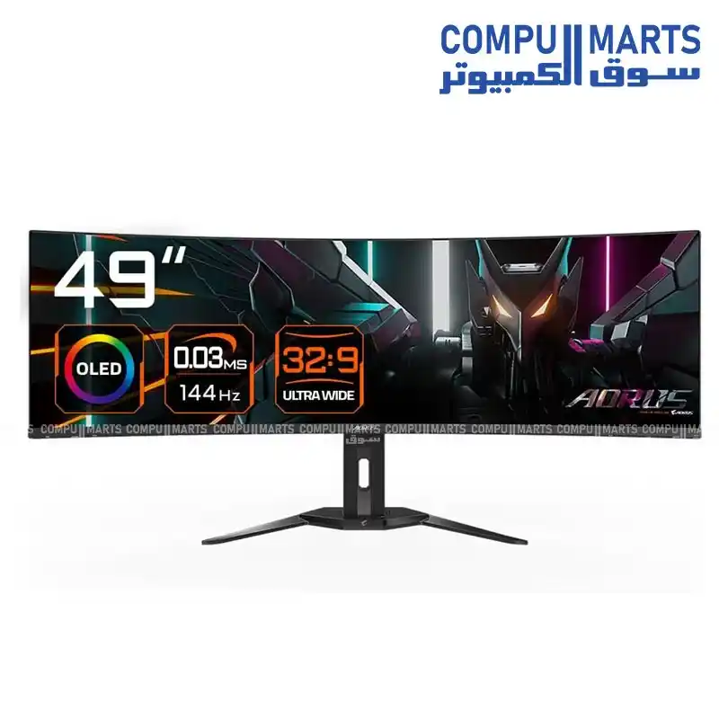 Gigabyte AORUS CO49DQ 49" QD-OLED Gaming Monitor | 5120×1440 DQHD, 144Hz, 0.03ms, HDR, Ultra-Wide Curved Display