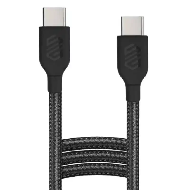 كابل Smart Gate مضفر من USB-C إلى USB-C، شحن سريع، محمي، 3 متر - أسود