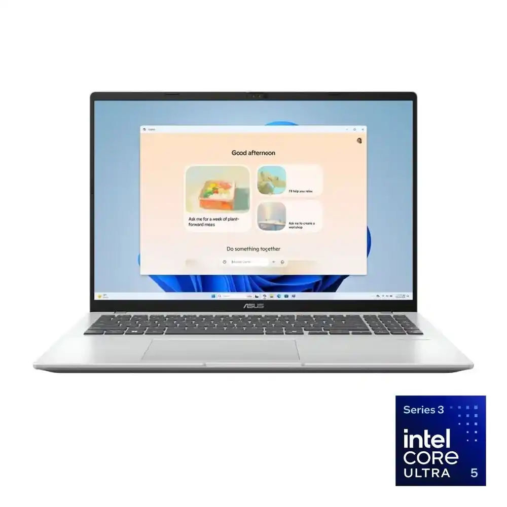 لابتوب ASUS Vivobook 16 – معالج Intel® Core™ Ultra 5 325، ذاكرة 16 جيجابايت، سعة 512 جيجابايت SSD، بطاقة Intel® Graphics، شاشة 16 بوصة WUXGA، ويندوز 11، فضي (X1607AA-MB155W)