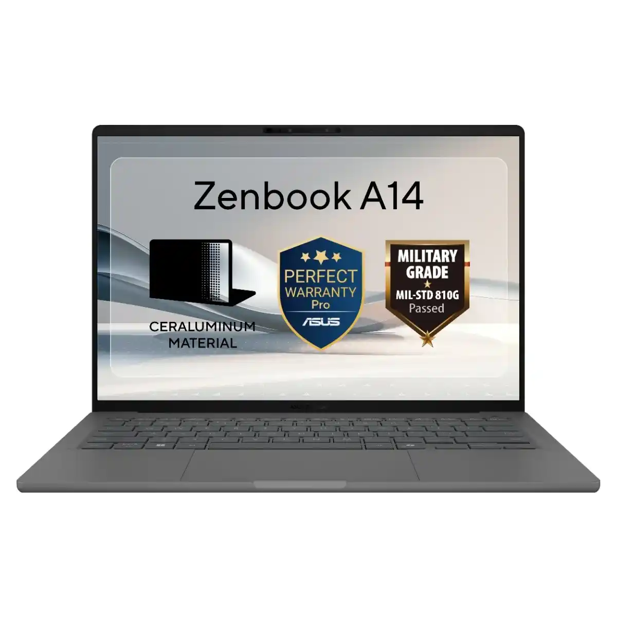 لابتوب ASUS Zenbook A14، Snapdragon X X1-26، رام 16GB، SSD 512GB، شاشة 14" WUXGA، Windows 11، UX3407QA-QD155W، رمادي Iceland Gray