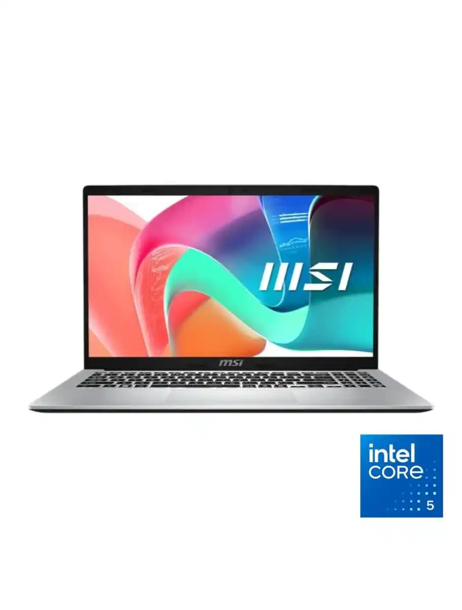 لابتوب MSI Modern 15 بمعالج Intel Core 5 120U، ذاكرة 8GB، SSD سعة 512GB، كارت شاشة Intel Graphics، شاشة 15.6 بوصة FHD، DOS – فضي (Modern 15 F1MG)
