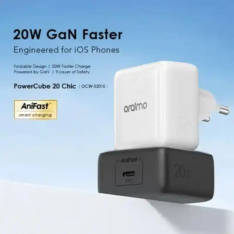 أورايمو شاحن 20 واط GaN مع كابل تيب سي إلى تيب سي OCW-5201E+CC54