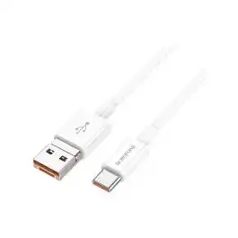 بوروفون BX102 وِنر - كابل بيانات وشحن 2 في 1 USB Type-C إلى Type-C - أبيض