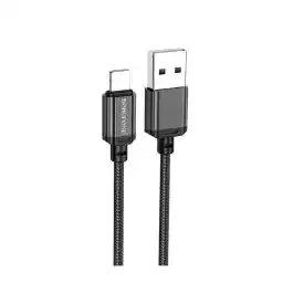 بوروفون كابل شحن وبيانات - شارب - لايتنينج - اسود - BX87