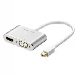 محول UGREEN من Mini DisplayPort إلى HDMI وVGA، دقة Full HD، أبيض، MD115