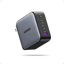 شاحن سريع UGREEN Nexode بقوة 100 واط بتقنية GaN، مزود بثلاثة منافذ USB-C ومنفذ USB-A واحد رمادي